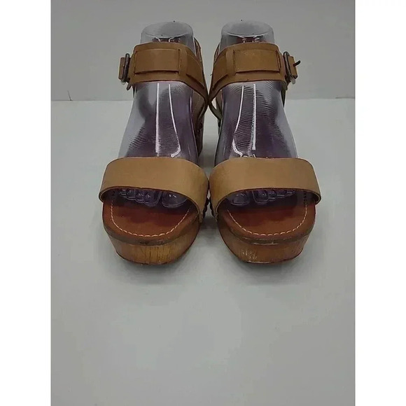 Lucky Brand Chunky Heeled Open Toed Sandals Women's Size 9.5 "Wood" Bottom Y2K - Picture 3 of 11